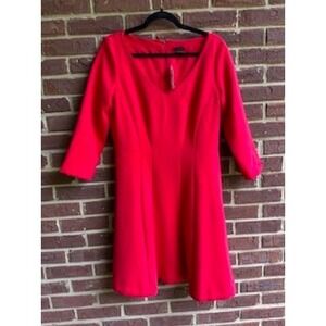 Ann Taylor Red Dress Pockets‎ Career Cocktail Party 3/4 Sleeve Size 10 NWT